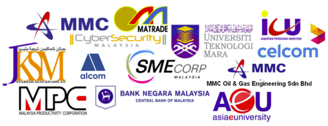 Clients: MMC, MATRADE, CyberSecurity Malaysia, Universiti Teknologi MARA, ICU Jabatan Perdana Menteri, Celcom, JKSM, Alcom, SME Corp Malaysia, MMC Oil & Gas Engineering, Malaysia Productivity Corporation, Bank Negara Malaysia, Asia e University